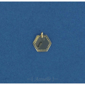Médaille hexagone points gravés 13mm PO