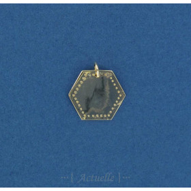 Médaille hexagone points gravés 17mm PO