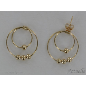 Earring with movable ring double 20mm GP