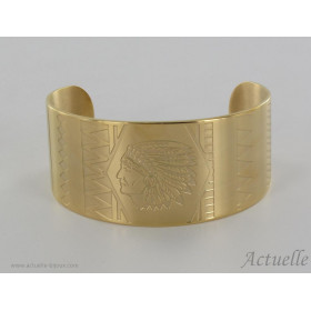 Jonc tête d'indien motifs Doré