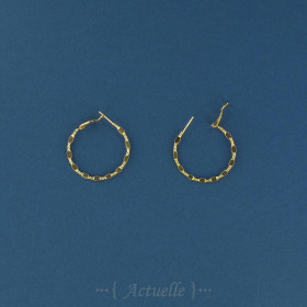 Anneaux créoles forme diamantée & rectangle écrasé 35mm PO