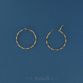 Diamond shape & crushed rectangle creoles rings 45mm GP