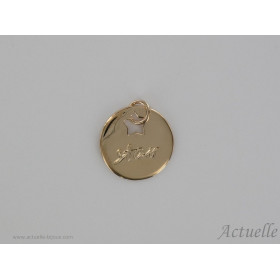 Médaille gravée "star" avec étoile ajouré PO