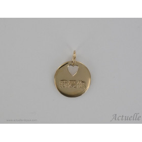 Coin engraved "Wo Ai Ni" with openwork heart GP