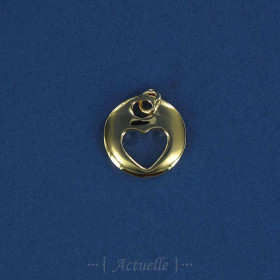 Pastille bombée avec coeur ajouré 20mm PO