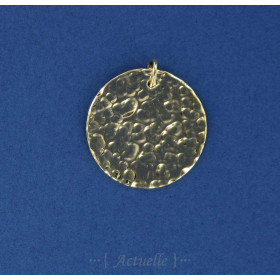 Pendentif pastille ronde 25mm martelée GP