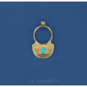 Pendentif anneau touareg demi-lune sertie turquoise PO