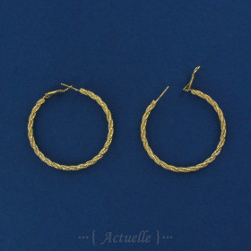 Anneaux créoles torsadés brillants 45mm PO