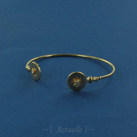 Jonc fin double cercle serti moon stone PO