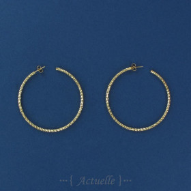 Diamond-studded hoop earrings 60mm GP