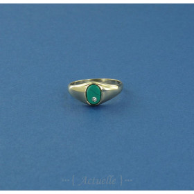 Anillo sello coloreada CZ