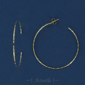 Textured opened hoop earrings 50mm GP