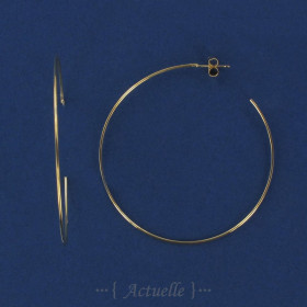 Thin opened hoop earrings 60mm GP