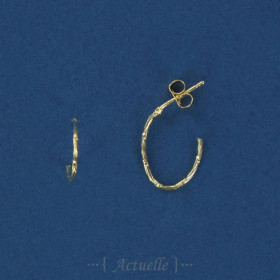 Textured opened oval hoop earrings 15mm GP