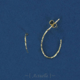 Textured opened oval hoop earrings 20mm GP