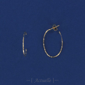 Textured opened oval hoop earrings 30mm GP