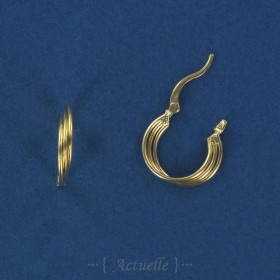 3 twisted wire hoop earrings 15mm GP