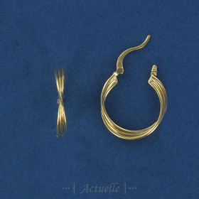 3 twisted wire hoop earrings 20mm GP