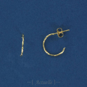 Textured opened hoop earrings 15mm GP