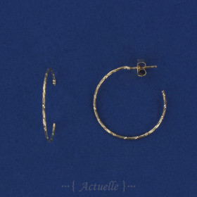 Textured opened hoop earrings 30mm GP