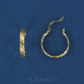 Large hoop earrings with 3 textured wires 20mm GP