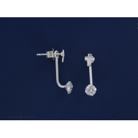 Earring Cross 3mm & CZ Up&Down in