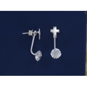 Earring Cross 7mm & CZ Up&Down in