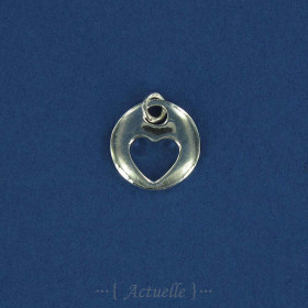 Pastille bombée avec coeur ajouré 20mm