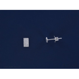Earring Rectangle Hammered 6 mm