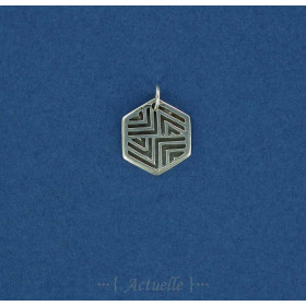 Geo triangles engraved hexagon pendant GP