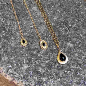 Pendentif martelé serti Onyx