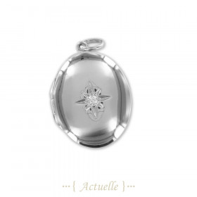 Pendentif cassolette oval étoile du nord CZ 25mm