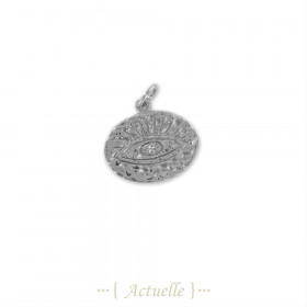 Eyes engraved hammered pendant
