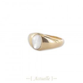 Anillo sello con nácar blanco