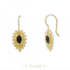 BO dormeuse ancienne boules serti Onyx