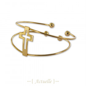 Doble pulsera cruz vaciada