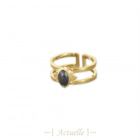 Bague ethnique ajustable oval noir PO