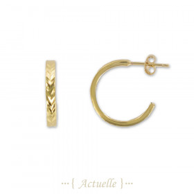 Hoop earrings engraving half diamond 20mm