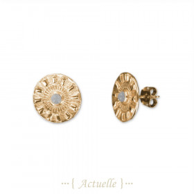 Moon stone indian round chip earring