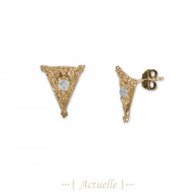 Pendientes chip indígena triángulo piedra de luna