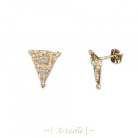 Moon stone triangle indian studs 3 earrings