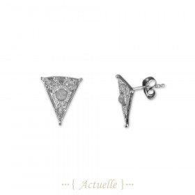 Moon stone triangle indian studs earrings