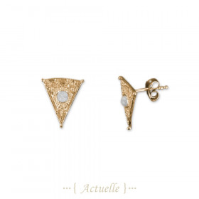 Moon stone triangle indian studs earrings