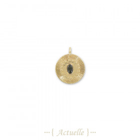 Pendentif rond gravures serti oval Onyx