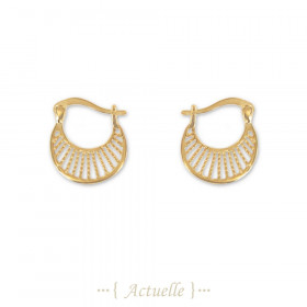 Openwork moon hoop earrings