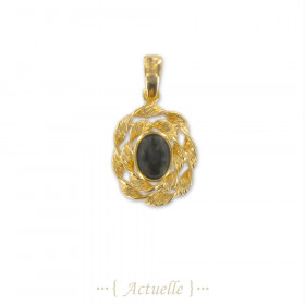 Pendant rose oval with black stone