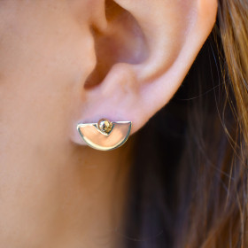 Ball semi circle studs earrings