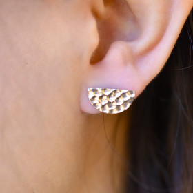 Earrings half circles hammered