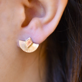 Pendientes chip rombo medio círculo grabado