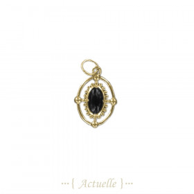 Pendentif ancien fil rond serti noir